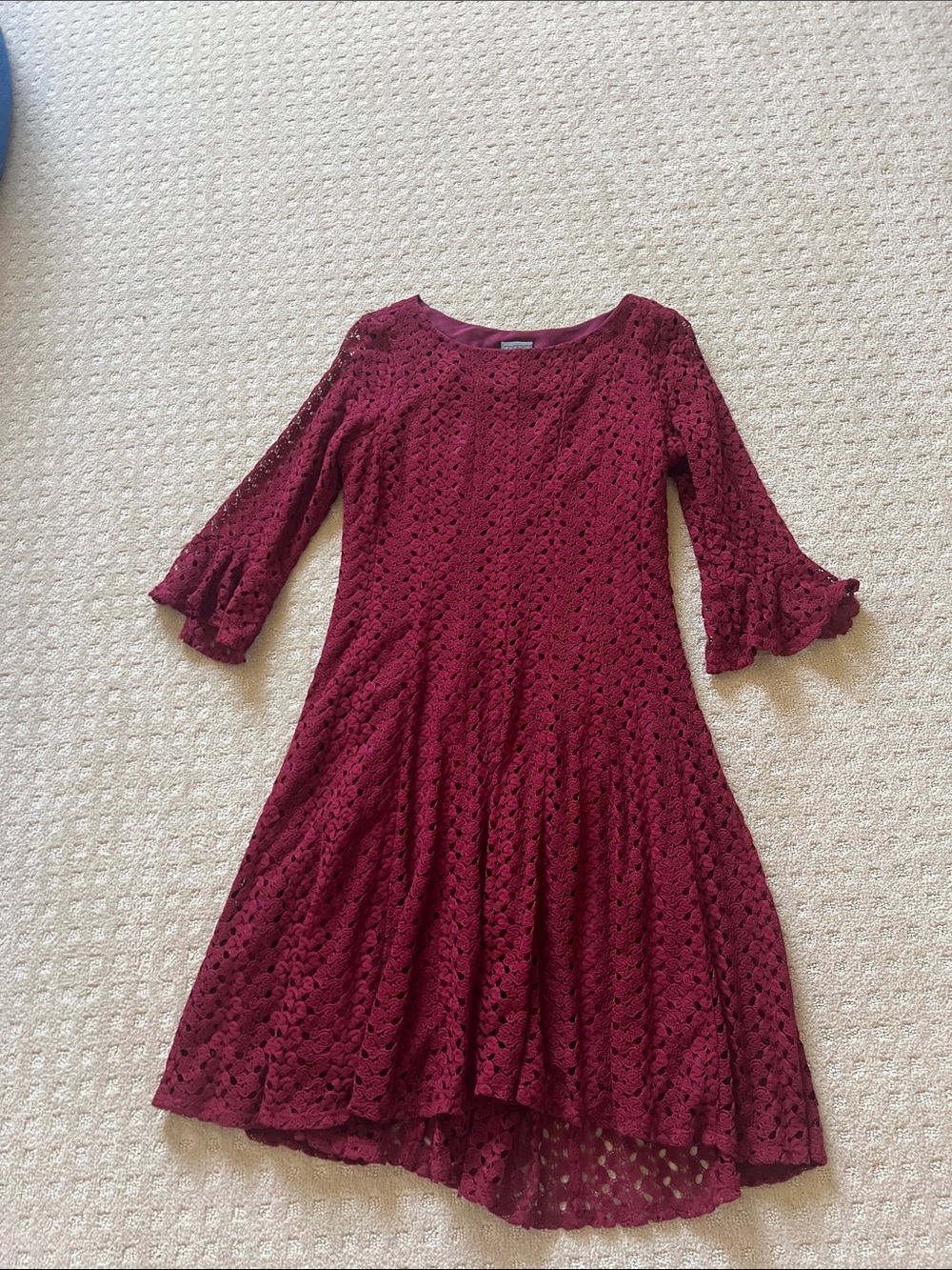 Rabbit Rabbit Rabbit Burgundy Lace Fit-and-Flare Dress
